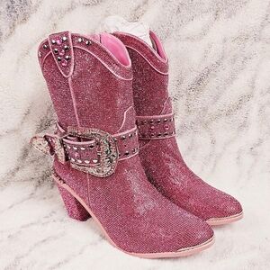 Club exx sheriff shine size 15 women's 13 for men's pink sparkle zippered buckle